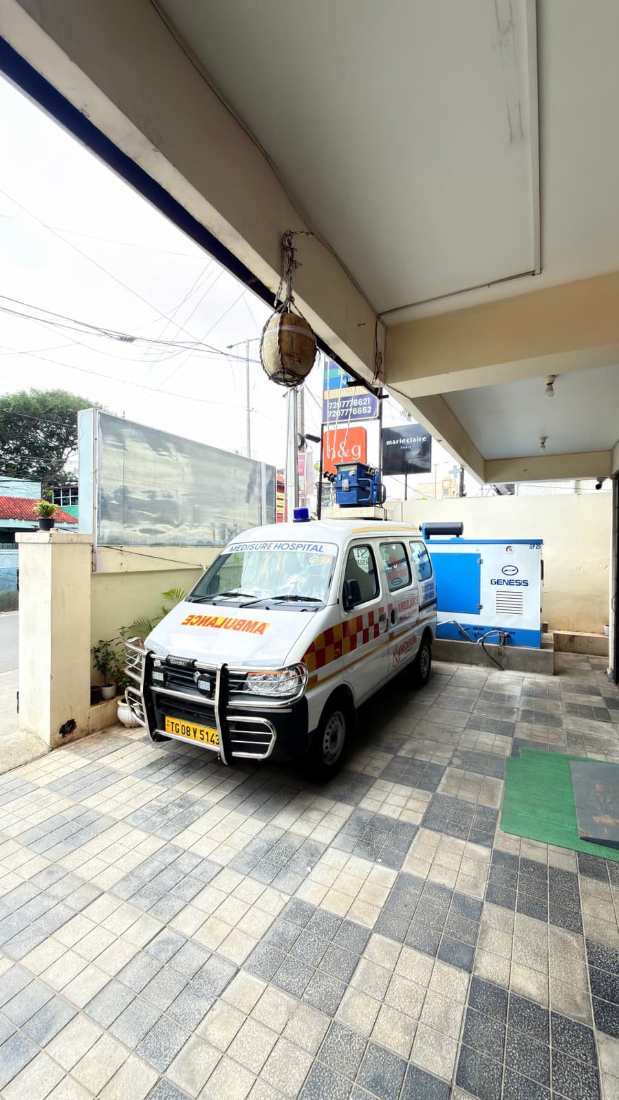 Our ambulance, kept ready at the hospital rather than dispatched from elsewhere.